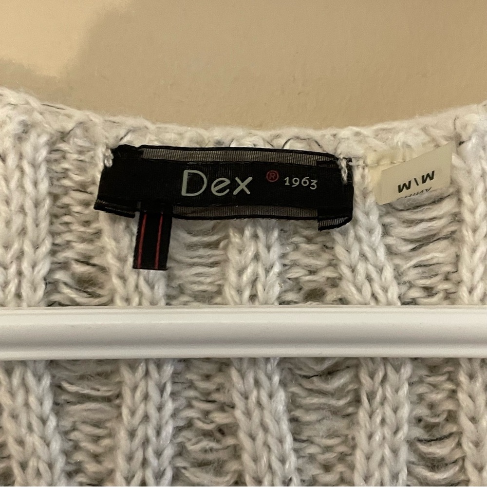 Dex Oatmeal Knit Short Sleeve V-Neck Sweater Dress – Size Medium EUC - Picture 8 of 15